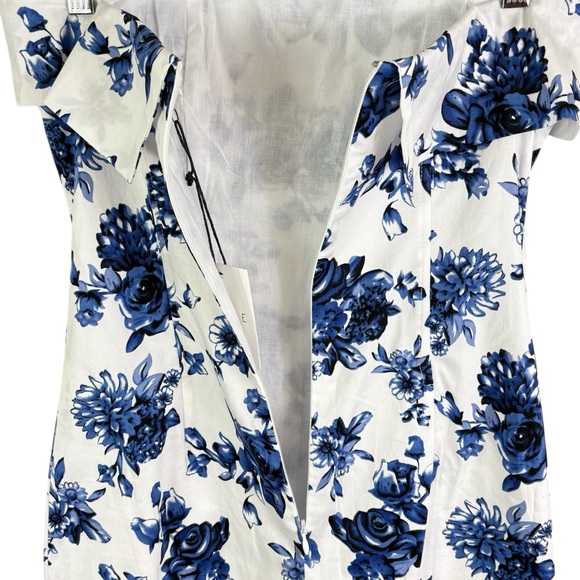NWT MABLE Strapless Floral Midi Dress Size M (4/6) Blue White Lined Back Zip - Picture 7 of 14